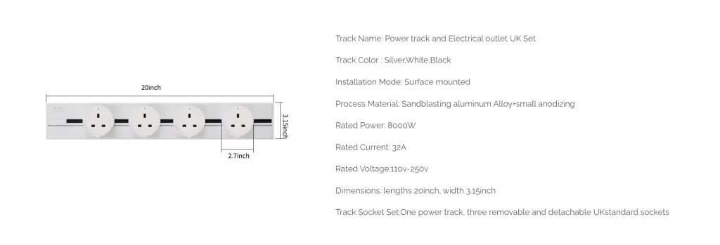 WOWSocket-Power Track and Electrical Outlet UK Set