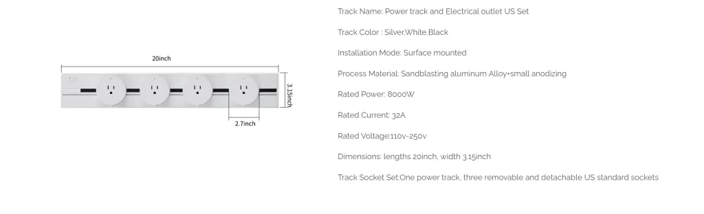 WOWSocket-Power Track and Electrical Outlet US Set