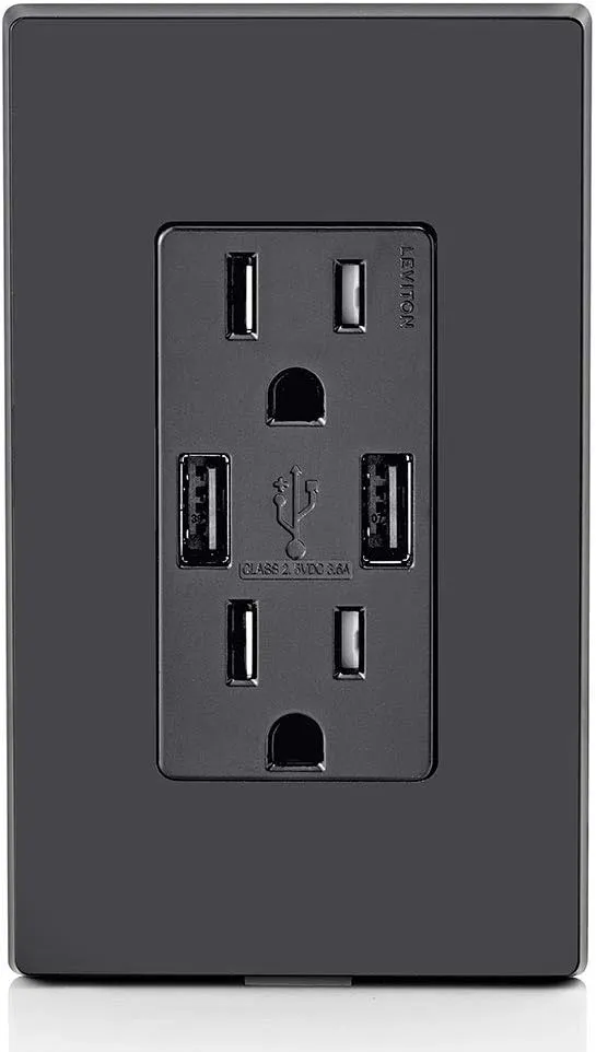 High-Speed Black Electrical Outlet with USB – Ideal for Modern Homes